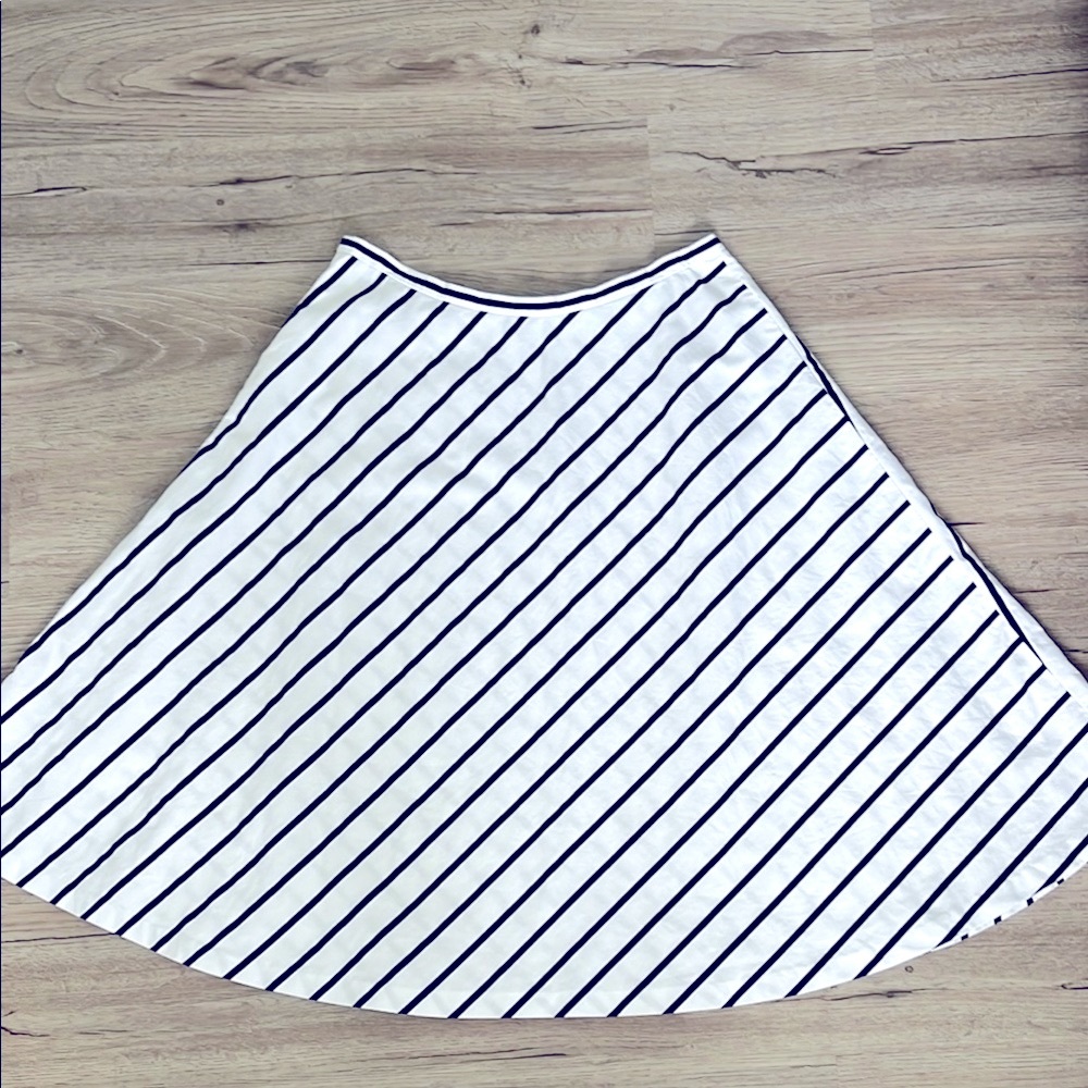Ralph Lauren 100% Cotton Black and White Striped Full Midi Skirt